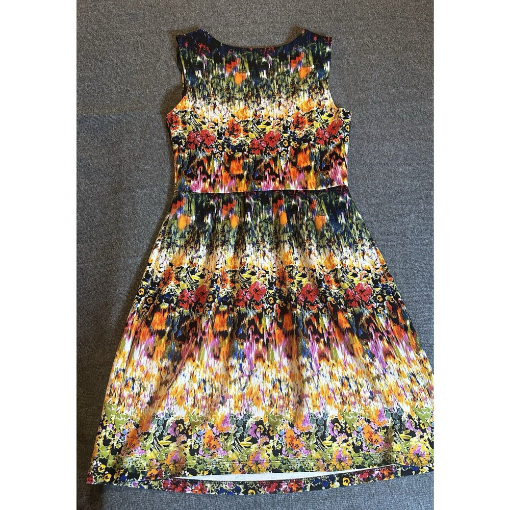 Cynthia Rowley Dress Womens Size 6 Silver Multicolor Orange Sleeveless Fit Flare - Picture 4 of 4